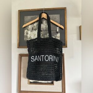 Raffia Grass SANTORINI Tote Bag, Embroidered Bag - Like New!